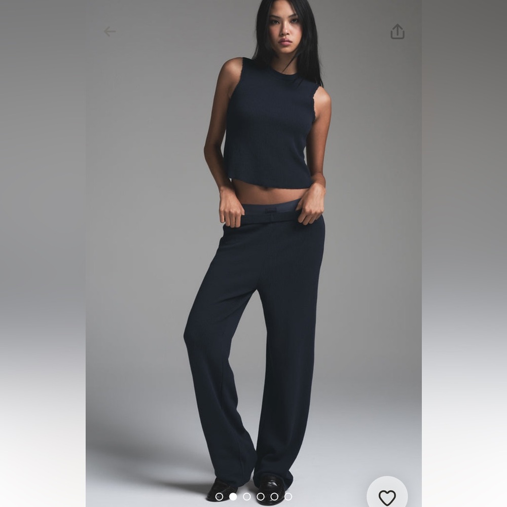 Skims NWT Straight Waffle Pant in Navy (Medium)